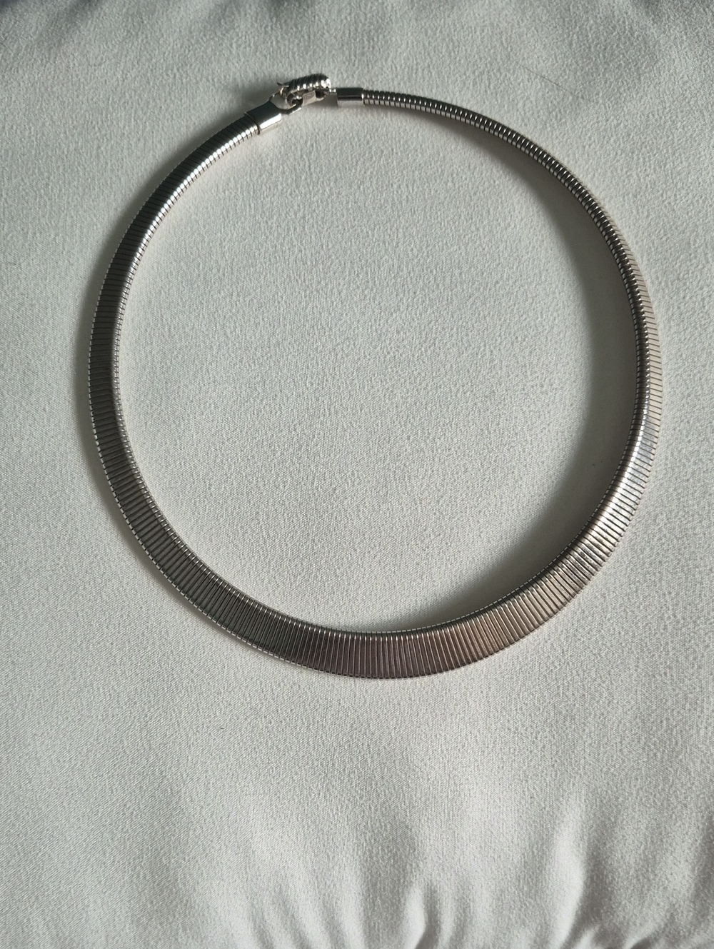 Vintage Signed Vendome Silver Plate Tubogas Omega Collar Necklace - 1960s Modern